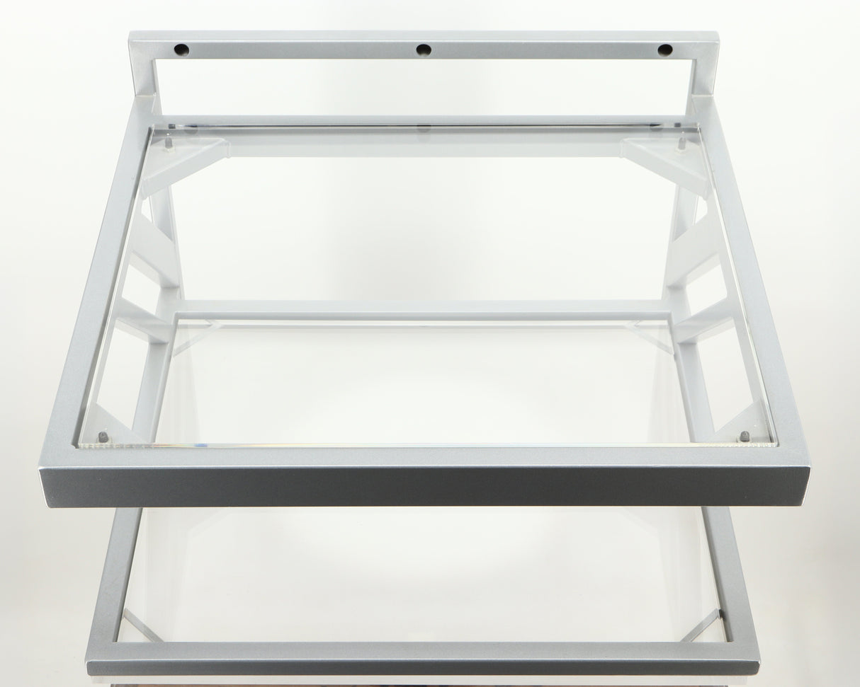 Top of a used TTW Turntable Wall Mount in a silver finish