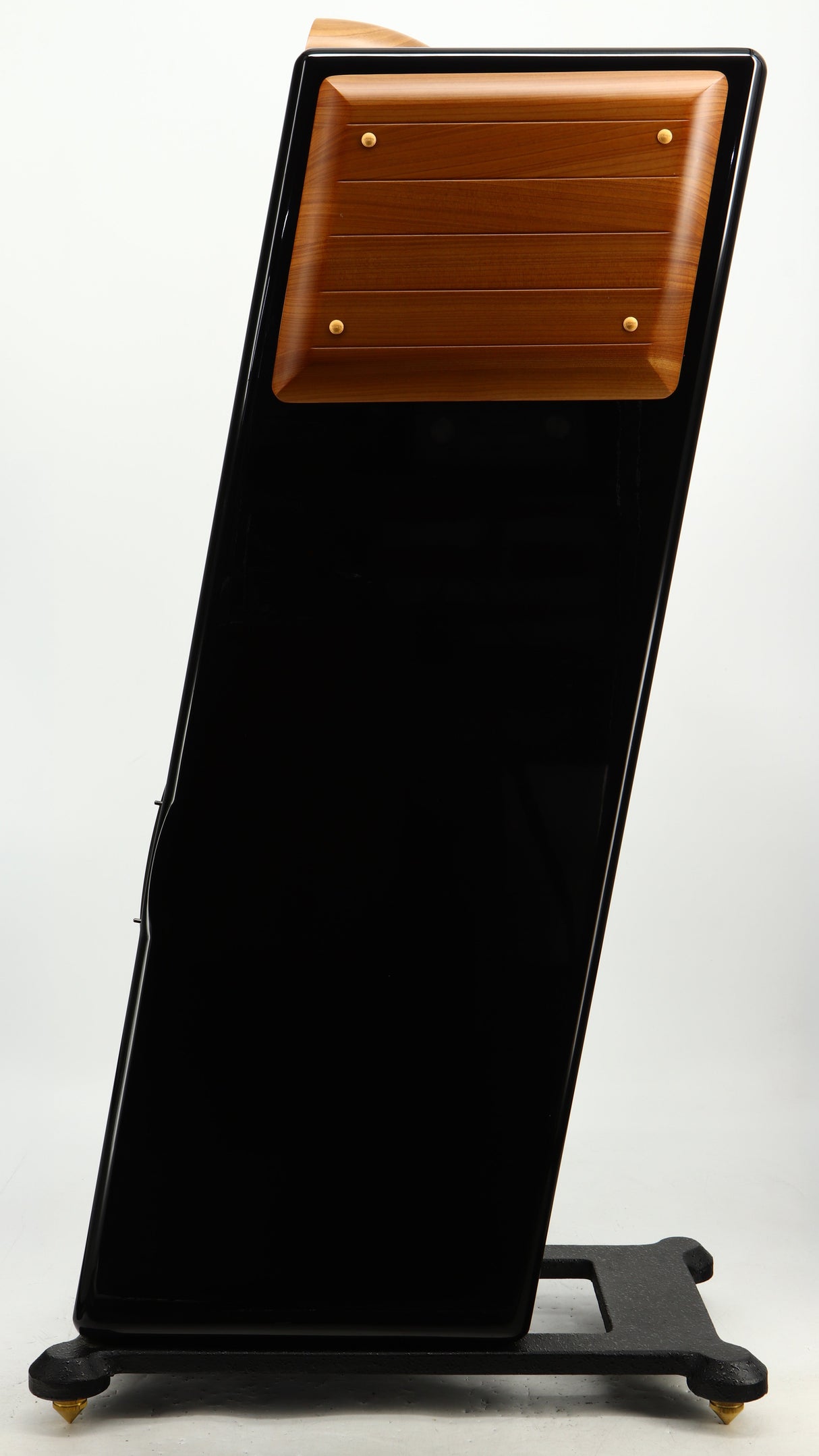 Right side view of a used Usher CP-6381 Floorstanding Speakers in a gloss black finish