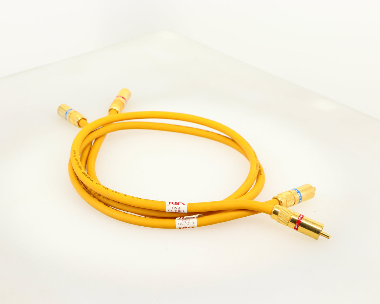 Rear left angle of a used Van Den Hul D-102 MKIII Interconnect 0.8m Cable in a yellow finish