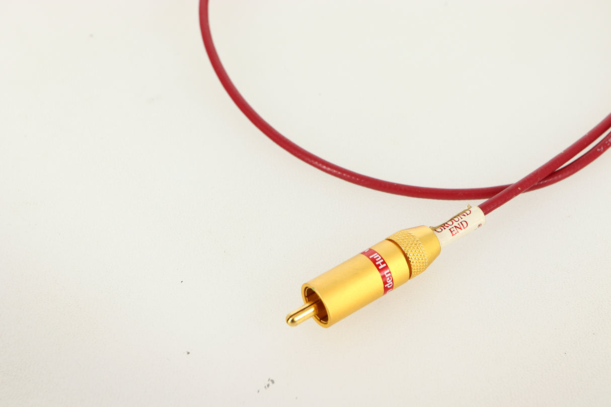 Close up view of a used Van Den Hul The Orchid RCA-RCA Interconnect 0.8m