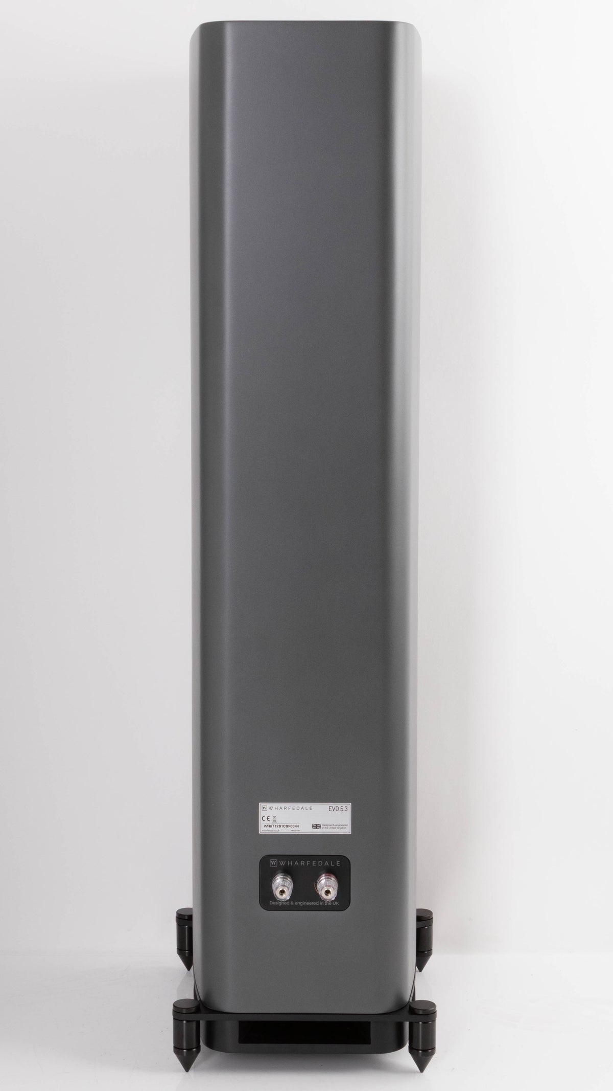 Rear view of a used Wharfedale EVO 5.3 Floorstanding Speaker in a Lunar Grey finish