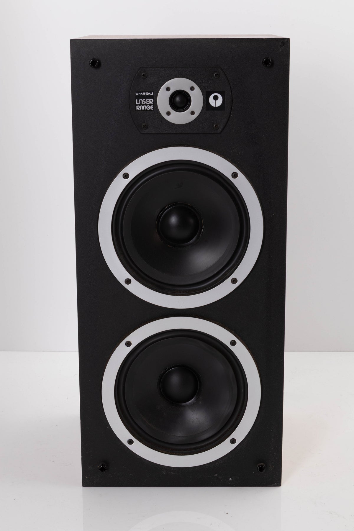 Front view of a used Wharfedale Laser 120 Standmount Speaker in Teak finish