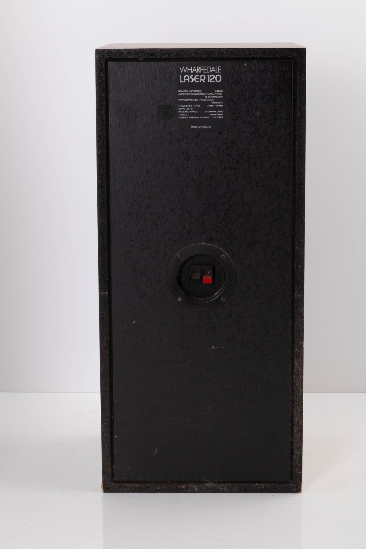 Rear view of a used Wharfedale Laser 120 Standmount Speaker in Teak finish
