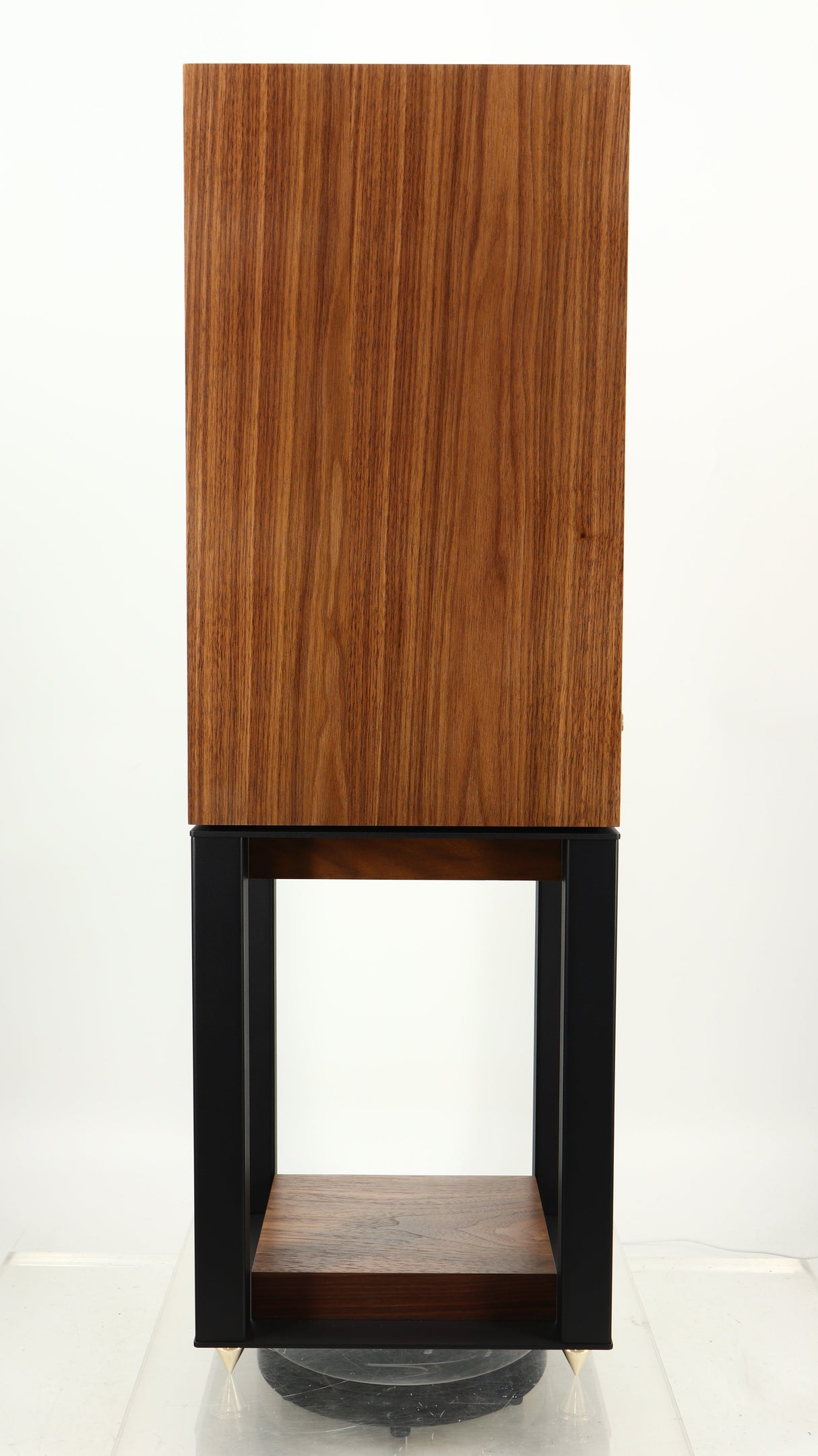Right side view of a used Wharfedale Linton Standmount Speaker W/ Stand in a walnut finish