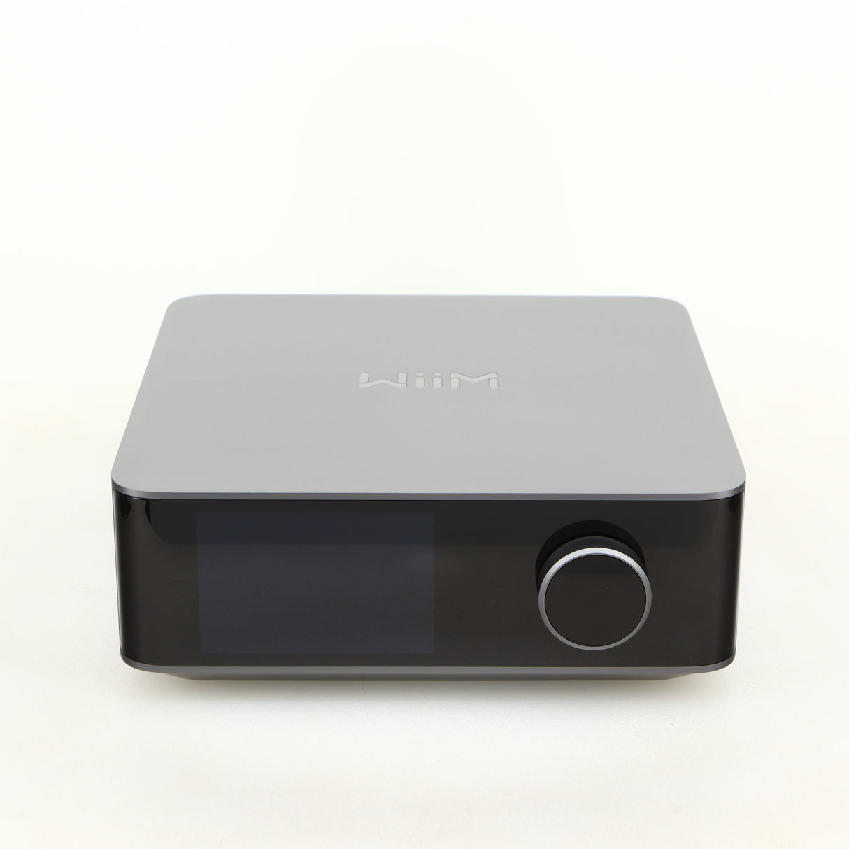 Front view of a used Wiim Amp Ultra Streaming Amplifier in a grey finish