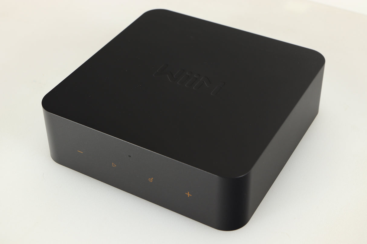 Close up of a used WiiM Pro Streamer showing fascia