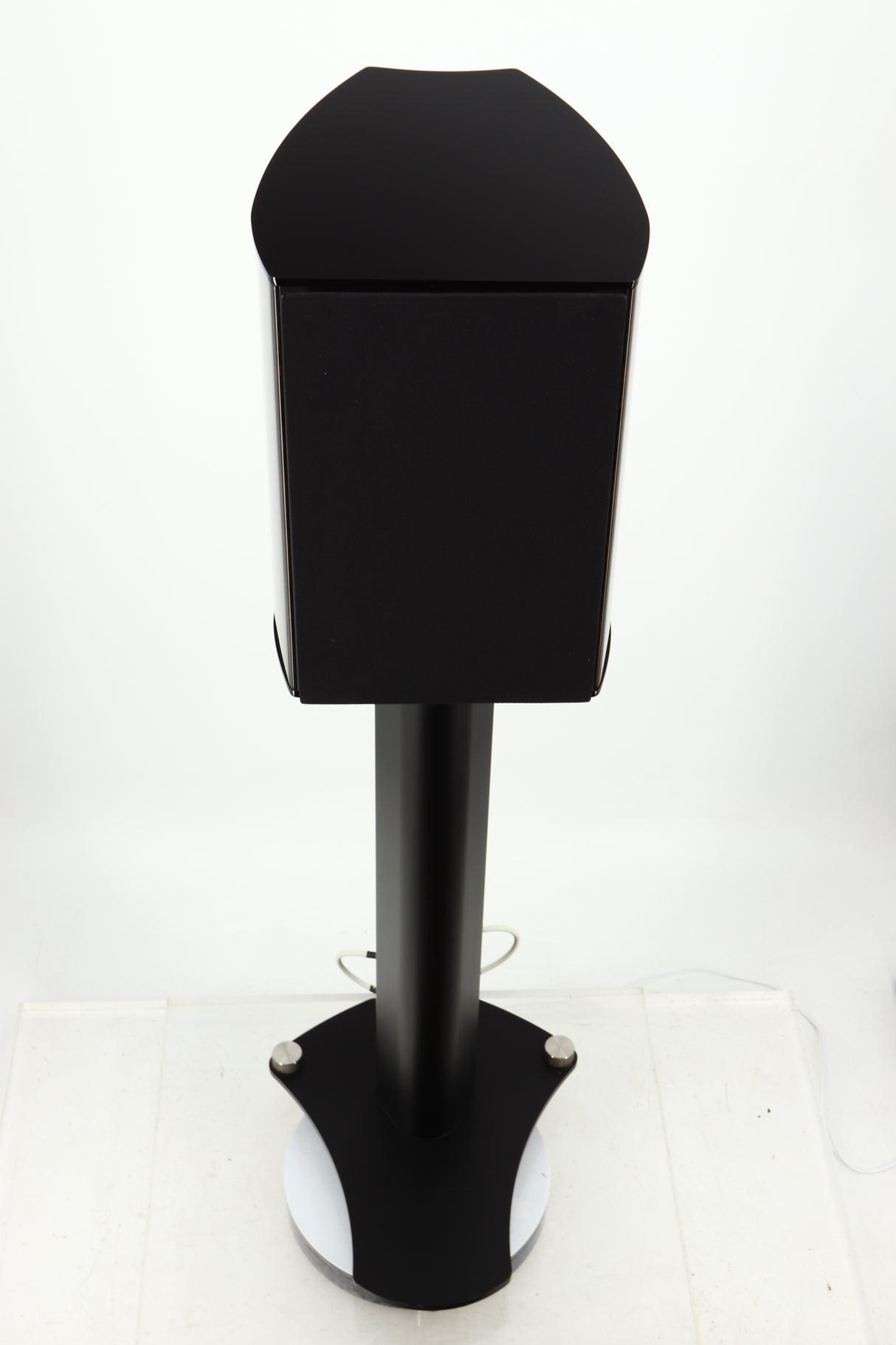 Top of a used Wilson Benesch Vertex Standmount Speakers W/ Stands in a gloss walnut finish