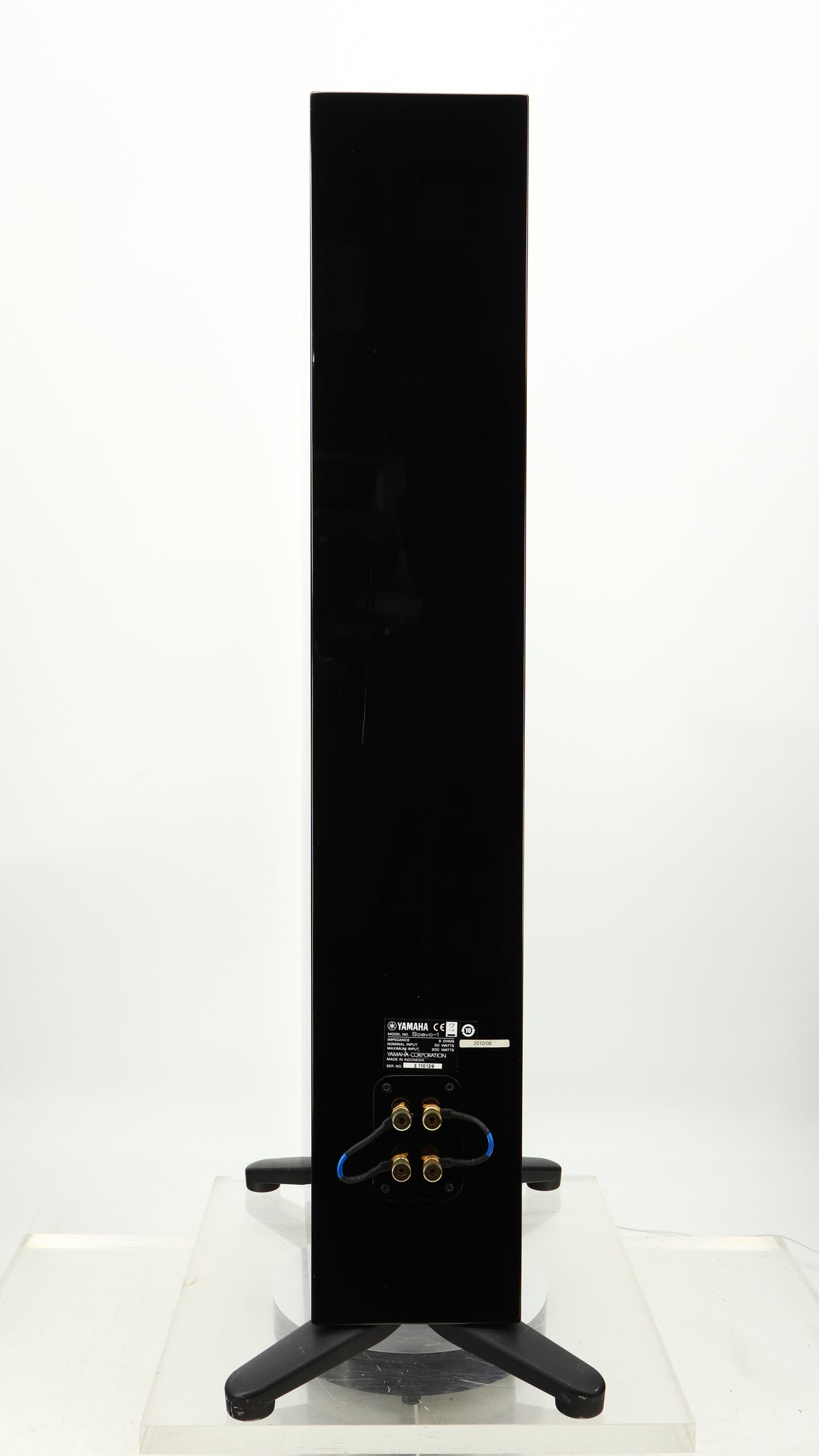 Rear view of a used Yamaha Soavo 1 Floorstanding Speaker in a piano black finish