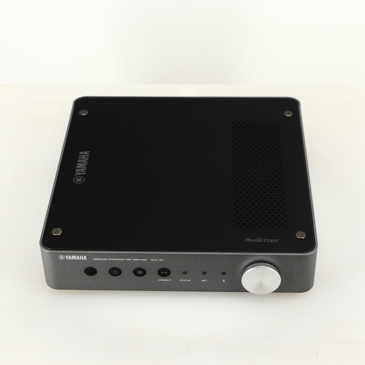 Top of a used Yamaha WXC-50 Streaming Pre Amplifier in a silver finish