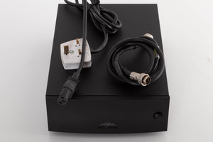 Top of a used Naim Hicap DR Power Supply in a Black finish showing Mains Cable and SNAIC5