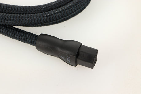 Close up of a used Audioquest NRG-Y3 Mains Cable 2.0m showing connector
