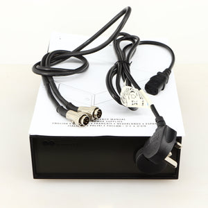 Top of a used Naim Hicap Power Supply in a black finish showing Mains Cable, SNAIC5 and Manual