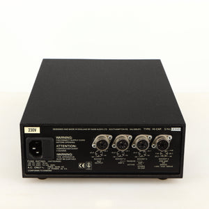 Rear view of a used Naim Hicap Power Supply in a black finish showing Mains Input and SNAIC Output