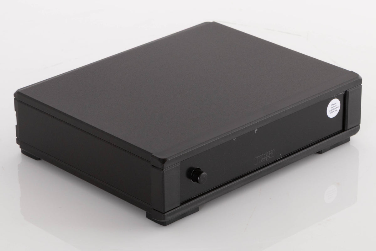 Front left corner of a used Rega FONO MM MK5 Phonostage in a Black finish