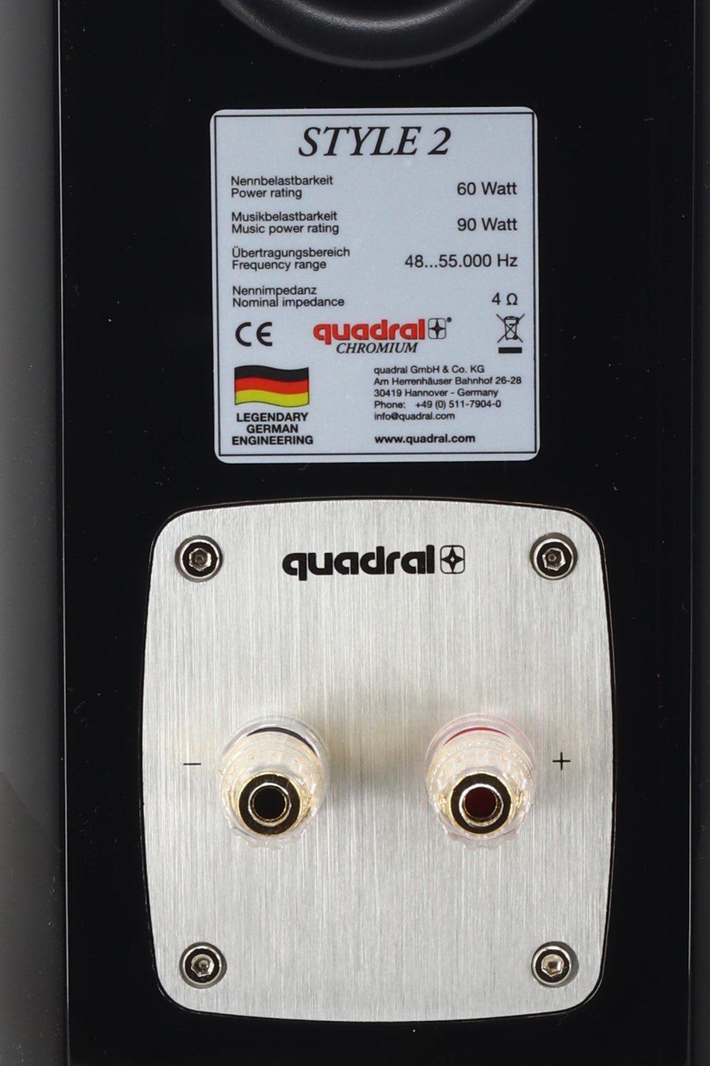 Quadral Chromium Style 2 Standmount Speakers - Black Gloss