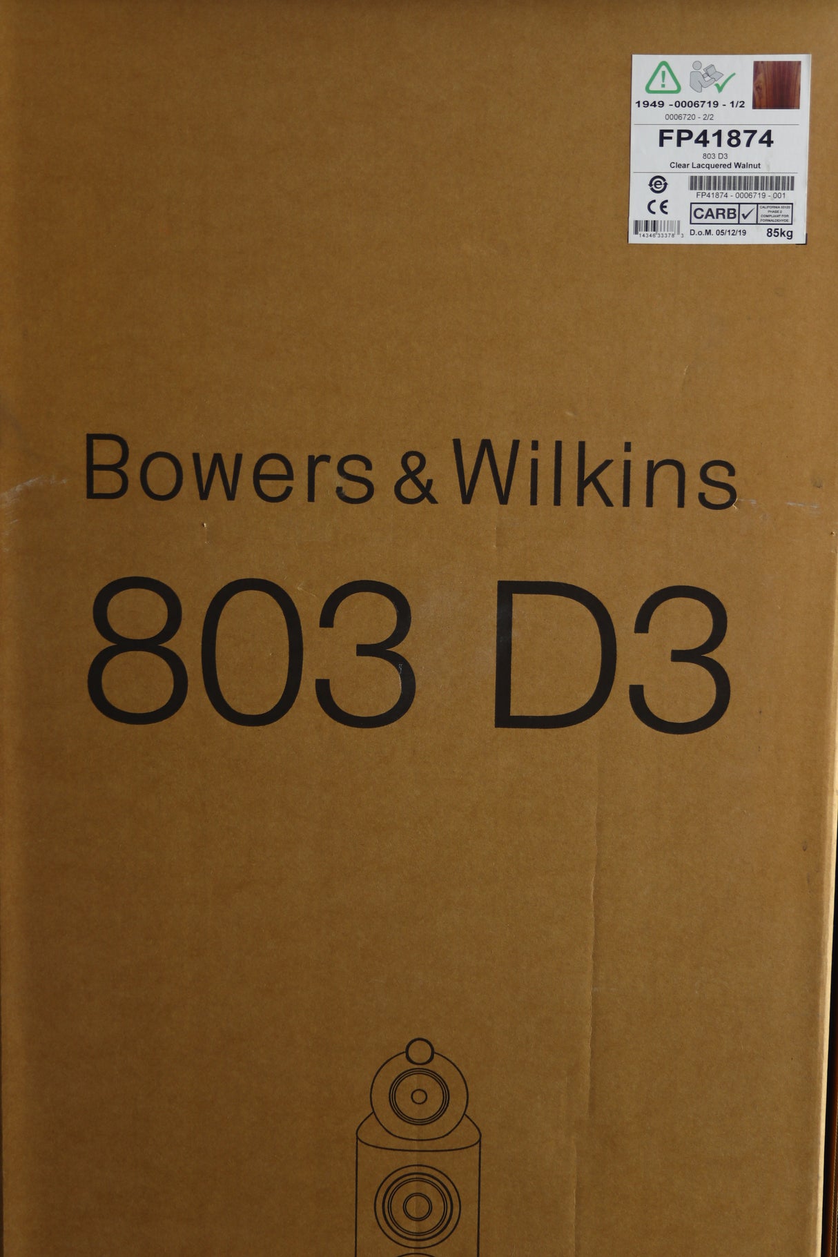 B&W 803 D3 Floorstanding Speakers - Clear Lacquered Walnut