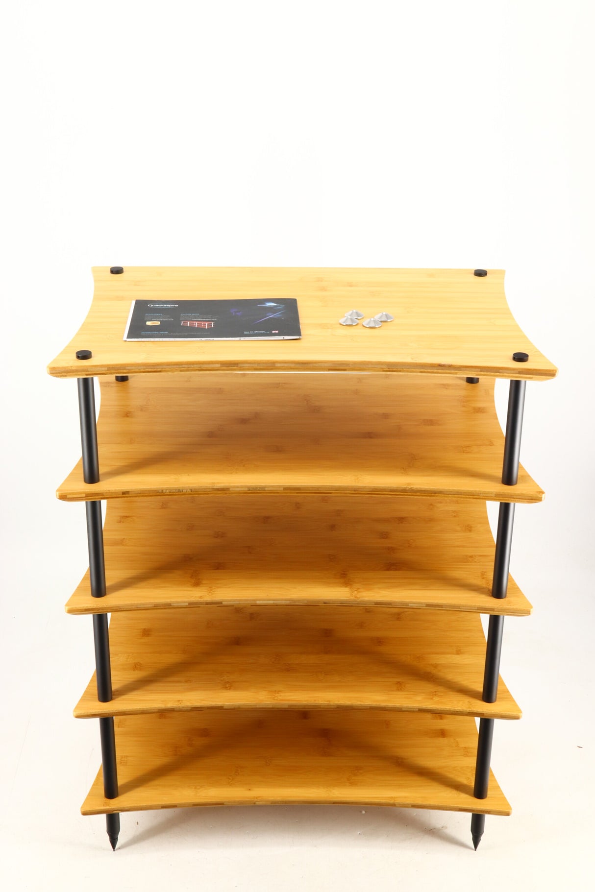 Quadraspire Q4 EVO 5 Shelf Hifi Support - Natural Bamboo / Black Legs