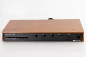 Front view of a used A&R A60 Integrated Amplifier in a Teak finish