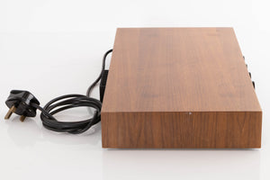 Left side view of a used A&R A60 Integrated Amplifier in a Teak finish