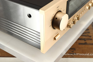 Front left corner of a used Accuphase E270 Integrated Amplifier 