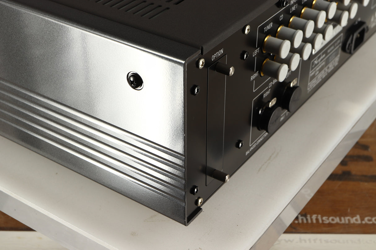 Rear right corner of a used Accuphase E270 Integrated Amplifier 