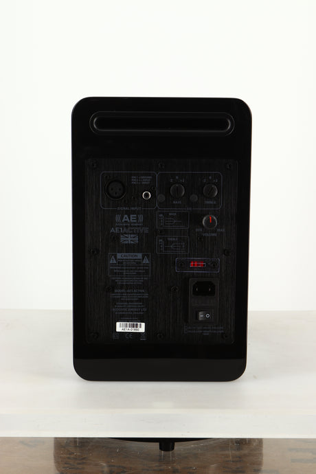Rear view of a used Acoustic Energy AE1 Active Standmount Speakers in Black Piano Lacquer finish