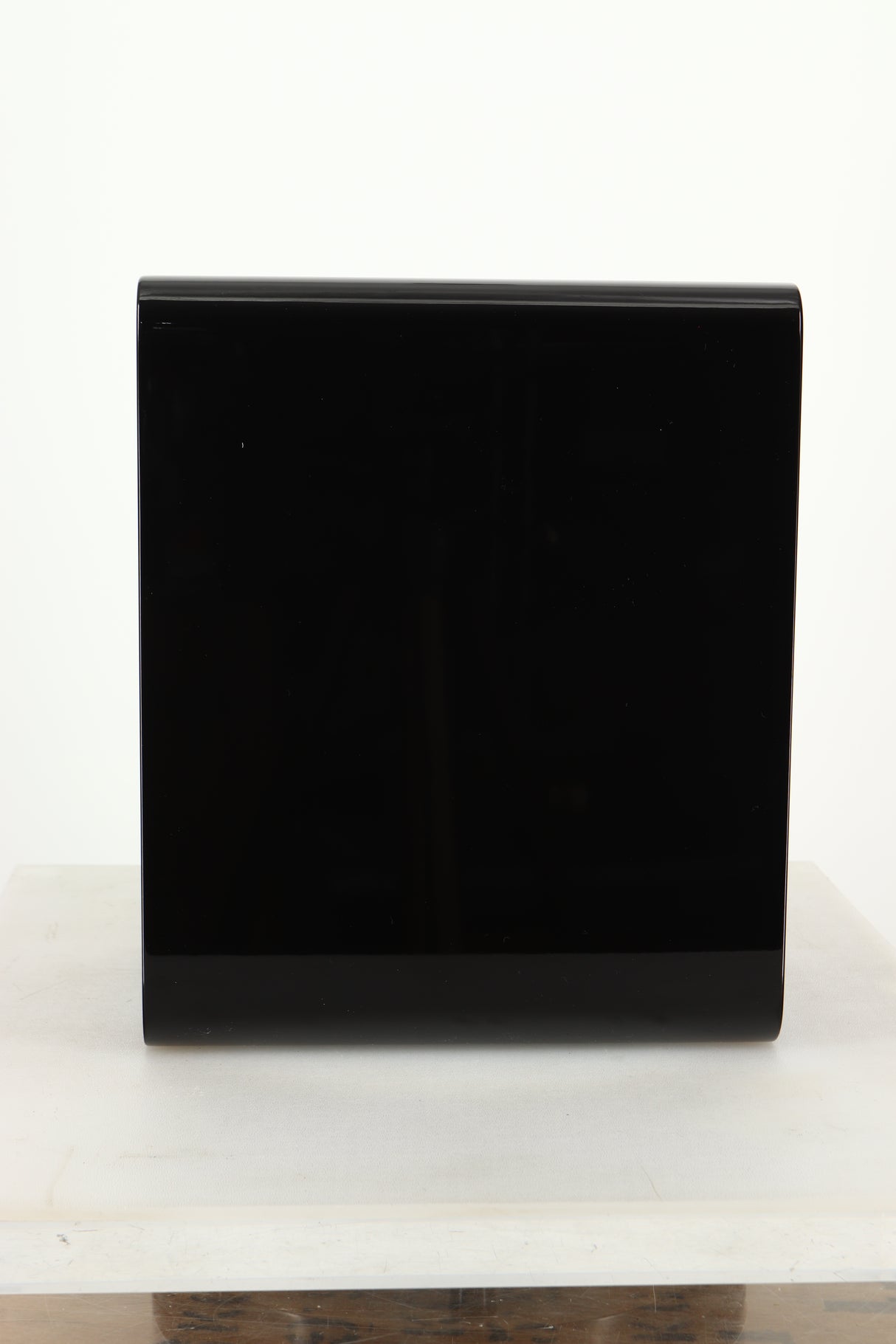 Side view of a used Acoustic Energy AE1 Active Standmount Speakers in Black Piano Lacquer finish