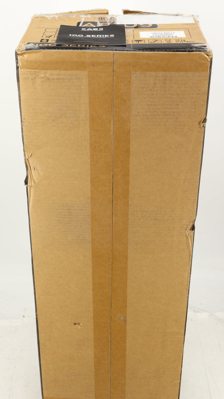 Box for a used Acoustic Energy AE109 Series Floorstanding Speaker in a walnut finish showing Manual