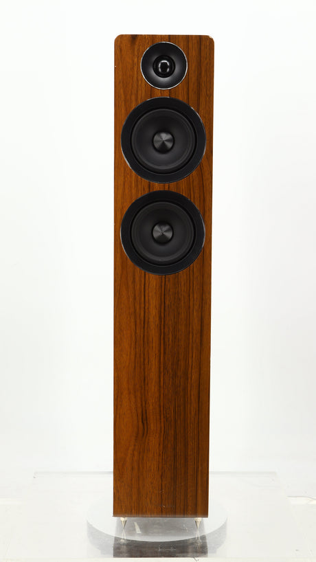 Front view of a used Acoustic Energy AE109 Series Floorstanding Speaker in a walnut finish