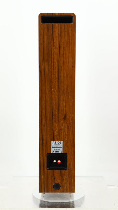 Rear view of a used Acoustic Energy AE109 Series Floorstanding Speaker in a walnut finish