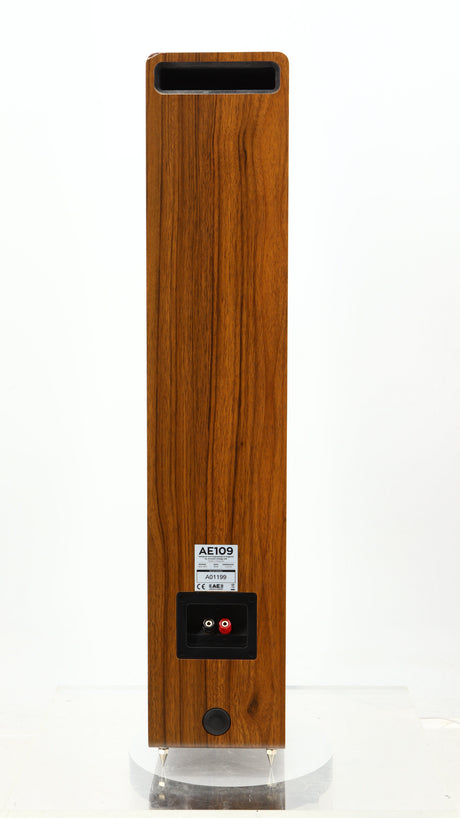 Rear view of a used Acoustic Energy AE109 Series Floorstanding Speaker in a walnut finish