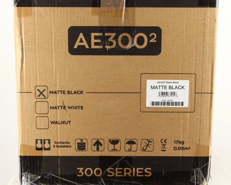 Box for a used Acoustic Energy AE300 MKII Standmount Speaker in a matte black finish