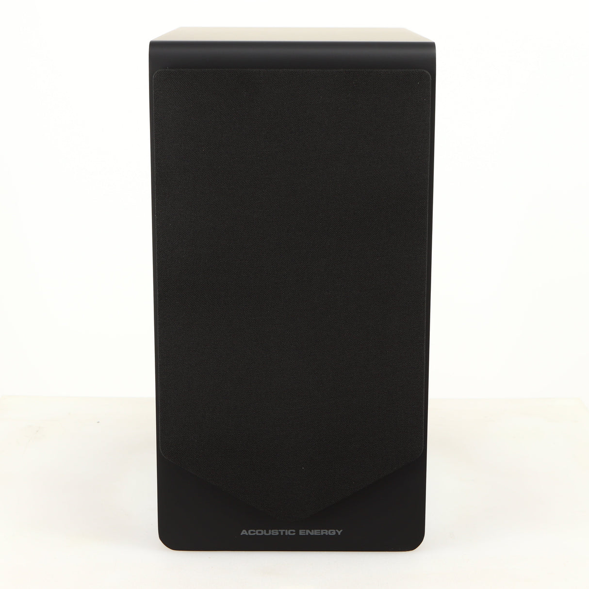 Front view of a used Acoustic Energy AE300 MKII Standmount Speaker in a matte black finish showing Grille