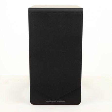 Front view of a used Acoustic Energy AE300 MKII Standmount Speaker in a matte black finish showing Grille