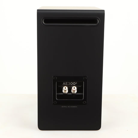 Rear view of a used Acoustic Energy AE300 MKII Standmount Speaker in a matte black finish