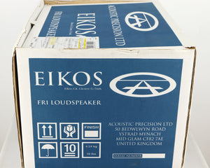 Box for used Acoustic Precision Eikos FR1 Standmount Speakers in a black flock finish
