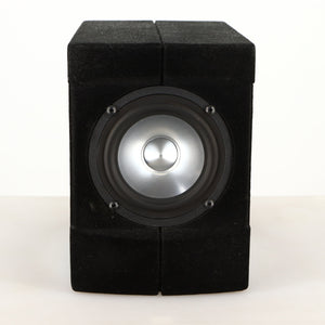 Front view of a used Acoustic Precision Eikos FR1 Standmount Speaker in a black flock finish