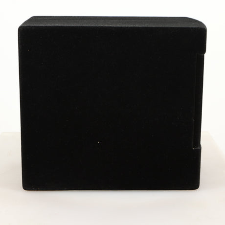 Left side view of a used Acoustic Precision Eikos FR1 Standmount Speaker in a black flock finish