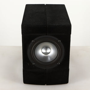 Top of a used Acoustic Precision Eikos FR1 Standmount Speaker in a black flock finish