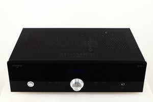 Top of a used Advanced Paris X-i75 Integrated Amplifier in a black finish