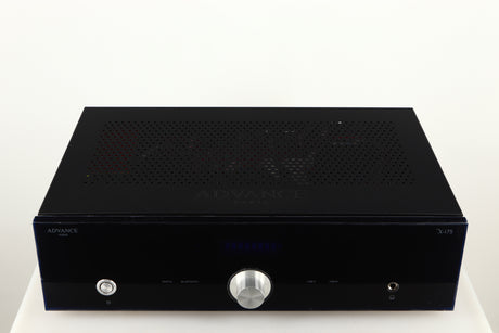 Top of a used Advanced Paris X-i75 Integrated Amplifier in a black finish
