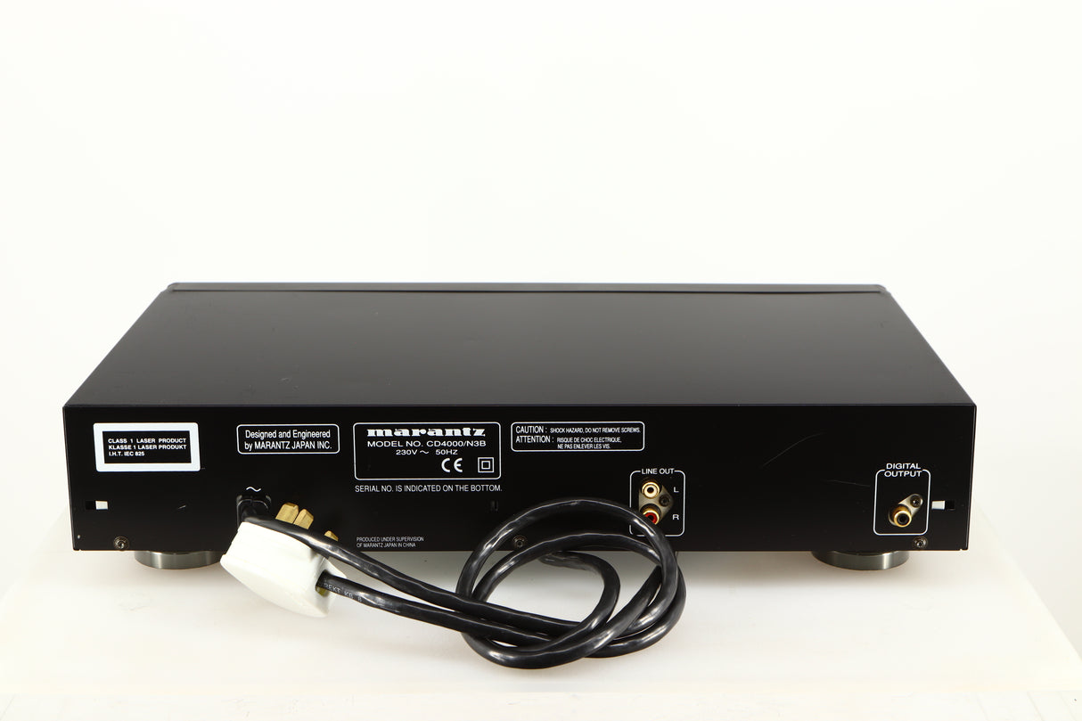 Rear view of a used AH! Njoe Tjoeb 4000 CD Player in a black finish showing Phono Outputs