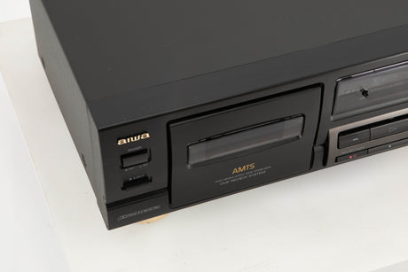 Close up view of a used Aiwa AD-F460 Cassette Deck