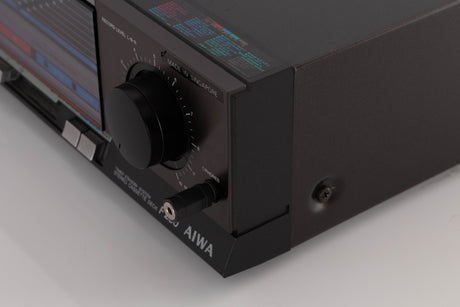 Front right corner of a used Aiwa F250 Cassette Deck