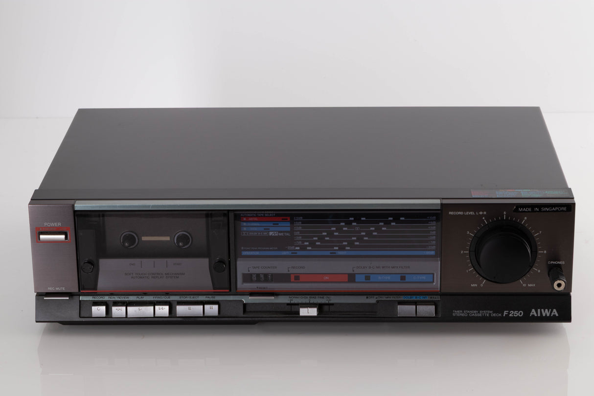 Front view of a used Aiwa F250 Cassette Deck