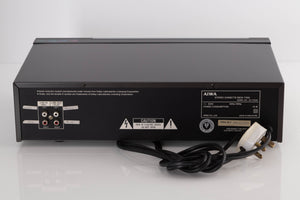 Rear view of a used Aiwa F250 Cassette Deck showing Phono Inputs and Outputs