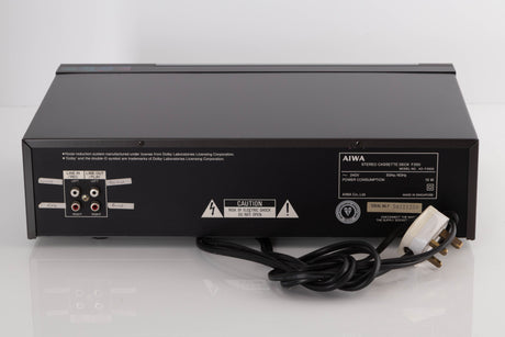 Rear view of a used Aiwa F250 Cassette Deck showing Phono Inputs and Outputs