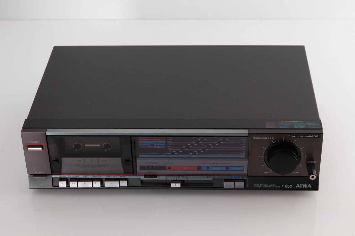 Top of a used Aiwa F250 Cassette Deck
