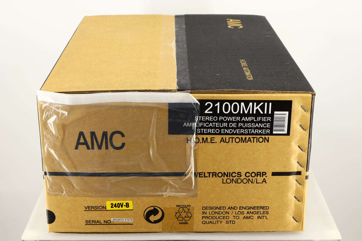 Box for an AMC 2100MKII Stereo Power Amplifier in a black finish