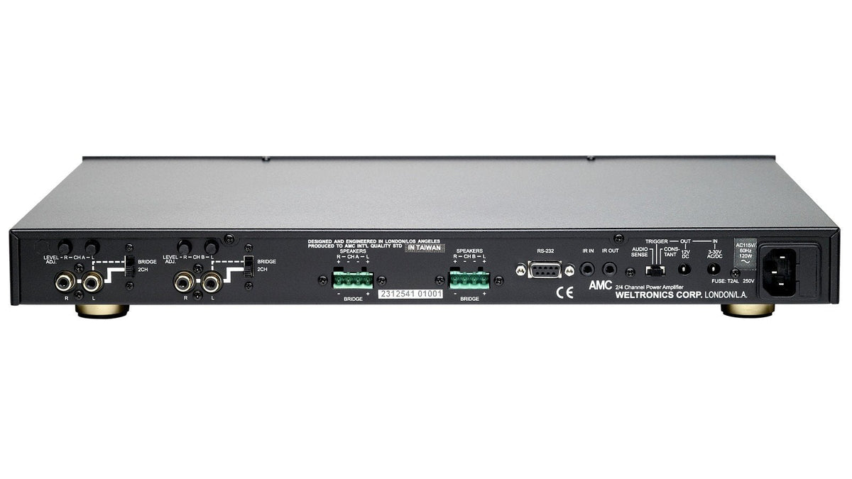 Rear view of an AMC XAI 2/4 Channel Power Amplifier